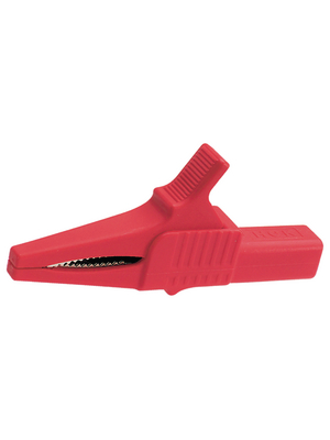 Staeubli Electrical Connectors - XKK-1001 RED - Safety crocodile clip ? 4 mm red 1000 V, 32 A, CAT II, XKK-1001 RED, St?ubli Electrical Connectors