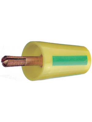 Staeubli Electrical Connectors - A-SLK4 GREEN-YELLOW - Safety adapter ? 4 mm yellow/green 1000 V, 32 A, CAT II 42 mm, A-SLK4 GREEN-YELLOW, St?ubli Electrical Connectors