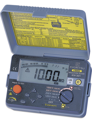 Kyoritsu - KEW3021 - Insulation tester 2 GOhm 125 VDC / 250 VDC / 500 VDC / 1000 VDC 720 VAC, KEW3021, Kyoritsu