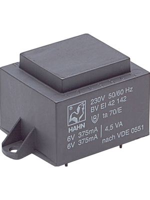 Hahn - EI422 1220 - PCB Transformer 6 VA 7.5 VAC  (1x), EI422 1220, Hahn