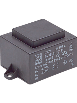 Hahn - EI481 1184 - PCB transformer 10 VA 15 VAC  (1x), EI481 1184, Hahn