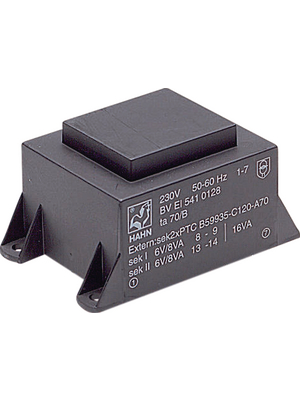 Hahn - EI541 1121 - PCB transformer 16 VA 6 VAC  (1x), EI541 1121, Hahn