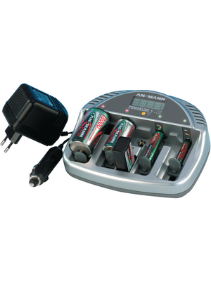 Ansmann - POWERLINE 5 LCD - Charger NiMH/NiCd 4 x D / 4 x C / 4 x AA / 4 x AAA / 1 x 9V, POWERLINE 5 LCD, Ansmann