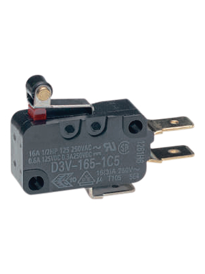 Omron Electronic Components - D3V-165-1C5 - Micro switch 16 A Roller lever, short N/A 1 change-over (CO), D3V-165-1C5, Omron Electronic Components