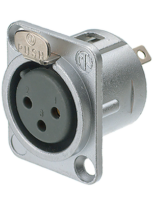 Neutrik - NC3FD-L-1-HE - XLR Panel-mount female receptacle 3 N/A DL Soldering Connections nickel-plated, NC3FD-L-1-HE, Neutrik