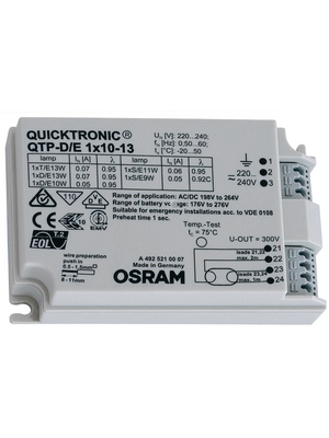 Osram - QTP-D/E 1X10-13 - Electronic control gear 9.5...15 W, QTP-D/E 1X10-13, Osram