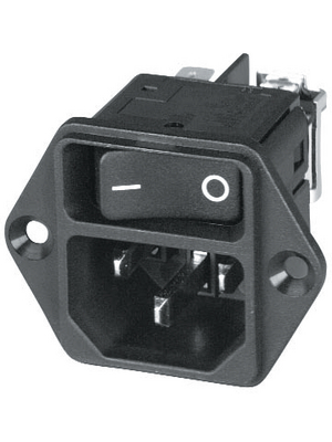 Schurter - DC11.0001.003 - Plug C14 Faston 4.8 x 0.8 mm 10 A/250 VAC black Screw mounting L + N + PE, DC11.0001.003, Schurter