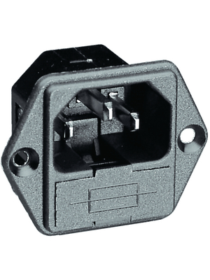 Bulgin - PF0030/63 - Plug C14 Faston 6.3 x 0.8 mm 10 A/250 VAC black Screw mounting L + N + PE, PF0030/63, Bulgin