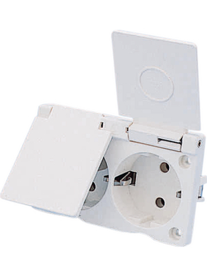 Schneider Electric - 239429001 - Socket, 2-gang 58 x 91 x 39 mm 10 A F (CEE 7/4) white, 239429001, Schneider Electric