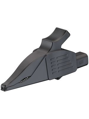 Staeubli Electrical Connectors - XDK-1033/I-2 BLACK - Safety crocodile clip ? 4 mm black 600 V, 19 A, CAT IV, XDK-1033/I-2 BLACK, St?ubli Electrical Connectors