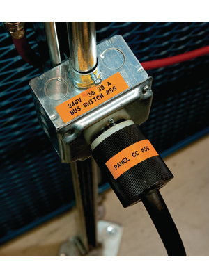 Brady - M21-375-595-OR - Vinyl labelling tape for BMP?21 6.40 m 9.53 mm black on orange, M21-375-595-OR, Brady