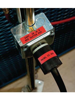 Brady - M21-375-595-RD - Vinyl labelling tape for BMP?21 6.40 m 9.53 mm black on red, M21-375-595-RD, Brady