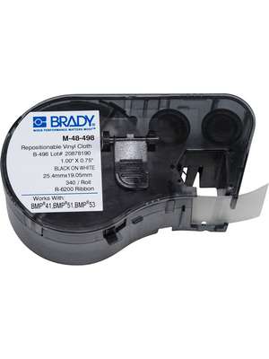Brady - M-48-498 - Vinyl Cloth Labels 25.40 mm x 19.05 mm 180 p. black on white, M-48-498, Brady