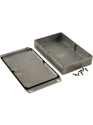 Hammond - 1590WDDFL - Metal enclosure, Natural aluminum, 120 x 188 x 37 mm, Die cast aluminium, IP 65, 1590W, 1590WDDFL, Hammond