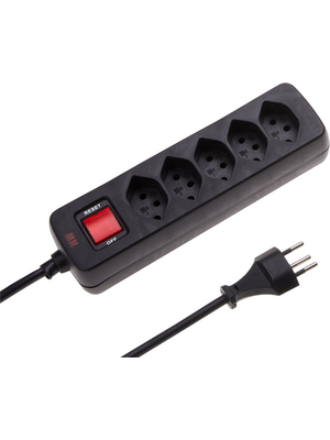 Max Hauri - 115005 - Outlet strip, 1 Switch, 5xJ (T13), 1.5 m, CH/T12, black, 115005, Max Hauri