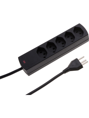 Max Hauri - 124507 - Outlet strip with switch & clip-clap?, 5xSwitzerland, Type 23, black, 124507, Max Hauri