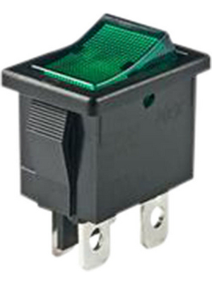 NKK - CWSB21FAFF - Rocker switch, on-off, green, 9 A, CWSB21FAFF, NKK