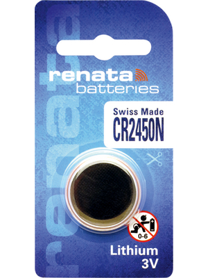 Renata - CR2450N.SC - Button cell battery,  Lithium, 3 V, 540 mAh, CR2450N.SC, Renata