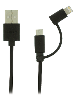 Sweex Europe BV - SMCA0321-00 - 2-in-1 Sync and Charge Cable 1.00 m black, SMCA0321-00, Sweex Europe BV