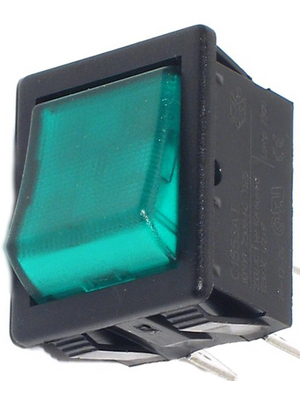 Arcolectric - C1553ATNAA - Rocker switch 2P 16 A 250 VAC green, C1553ATNAA, Arcolectric