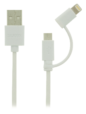 Sweex Europe BV - SMCA0321-01 - 2-in-1 Sync and Charge Cable 1.00 m white, SMCA0321-01, Sweex Europe BV