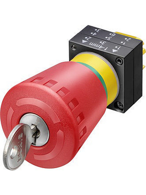 Siemens - 3SB3000-1BA20 - Emergency Stop Mushroom Button, Plastic, latching - reset by key, 3SB3000-1BA20, Siemens