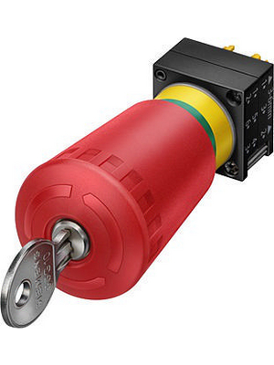 Siemens - 3SB3000-1KA20 - Emergency Stop Mushroom Button, Plastic, latching - reset by key, 3SB3000-1KA20, Siemens