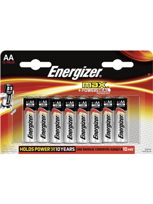 Energizer - ENR MAX E91 BP 8 - Primary battery 1.5 V LR6/AA Pack of 8 pieces, ENR MAX E91 BP 8, Energizer