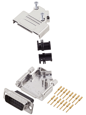 Encitech Connectors - D45ZK15-DBCP-K - D-Sub plug kit 15P, D45ZK15-DBCP-K, Encitech Connectors