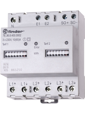 Finder - 7E.36.8.400.0012 - Energy meter 3-phase 230 VAC 10 A, 7E.36.8.400.0012, Finder