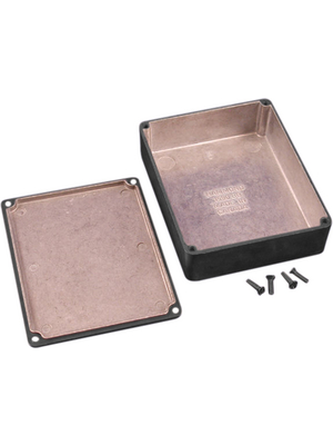 Hammond - 1590WBBBK - Metal enclosure, black, 94 x 119.5 x 34 mm, Die cast aluminium, IP 65, 1590W, 1590WBBBK, Hammond