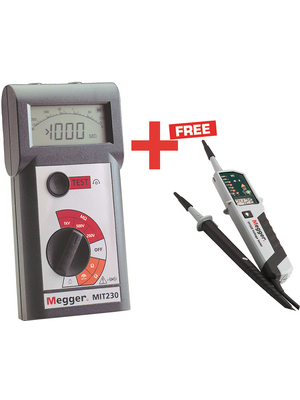 Megger - MIT230-EN + TPT320 - Insulation Tester Kit 1000 MOhm 250 V / 500 V / 1000 V 600 VAC, MIT230-EN + TPT320, Megger