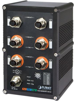 Planet - IGS-604HPT-M12 - Industrial Ethernet Switch 6x 10/100/1000 M12, IGS-604HPT-M12, Planet