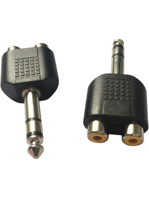 RND Connect - RND 205-00596 - RCA connectorFemale / Female / Male - 6.3 mm Mono black, RND 205-00596, RND Connect