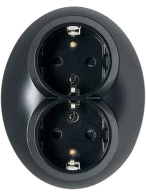 Schneider Electric - RENOVA V?GGUTTAG 2-V?GS JO - Socket, Flush mounted 105 x 83 x 22 mm 16 A 2P + E With Shutters black, RENOVA V?GGUTTAG 2-V?GS JO, Schneider Electric