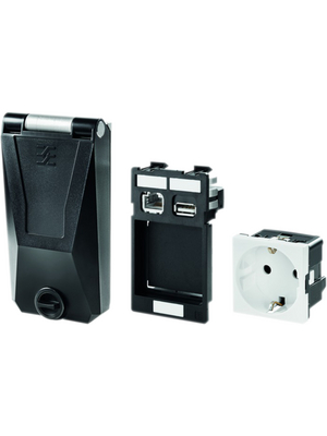 Weidmller - IE-FC-SET-SPDED001-KN-P - Mains Socket Set N/A black F (CEE 7/3) FrontCom Vario, IE-FC-SET-SPDED001-KN-P, Weidmller