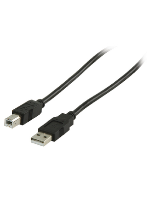 Valueline - VLCP60100B30 - USB 2.0 Cable A Male - B Male 3.00 m black, VLCP60100B30, Valueline