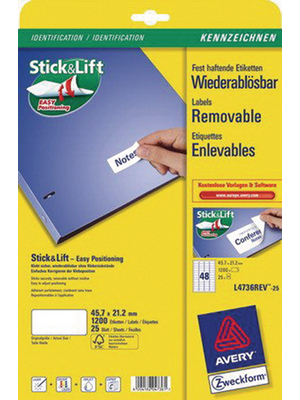 Avery Zweckform - L4736REV-25 - Universal labels 45.7 x 21.2 mm, L4736REV-25, Avery Zweckform
