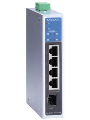 Moxa - EDS-G205A-4POE-1GSFP - Switch 4x 10/100/1000 PoE 1x SFP, EDS-G205A-4POE-1GSFP, Moxa