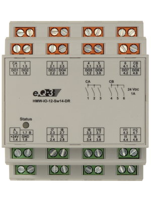 eQ-3 - HMW-IO-12-SW14-DR - RS485 I/O module 12-CH in 14-CH out 868.3 MHz 36 x 87 x 72 mm, HMW-IO-12-SW14-DR, eQ-3