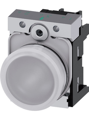 Siemens - 3SU1152-6AA60-1AA0 - SIRIUS ACT Indicator lamp complete Metal, glossy, white, 3SU1152-6AA60-1AA0, Siemens