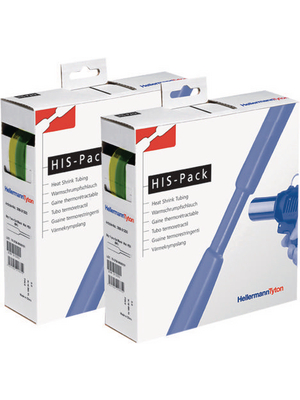 HellermannTyton - HIS-PACK-3,2/1,6-GNY - Heat-shrink tubing spool box yellow/green 3.2 mmx1.6 mmx10 m - 300-30327, HIS-PACK-3,2/1,6-GNY, HellermannTyton