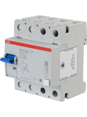 ABB - F202 PV B-63/0,03 - RCD circuit breaker 63 A 30 mA 1 + N, F202 PV B-63/0,03, ABB