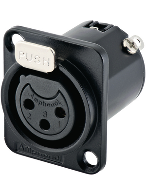 Amphenol - AC3FDZB-AU - XLR, Receptacle 3 AC Soldering Connections black, AC3FDZB-AU, Amphenol