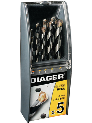 Diager - 211C - Masonry drills with straight shank, 5 pieces, 211C, Diager