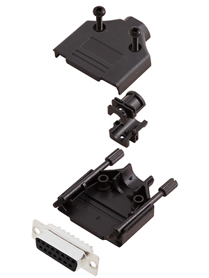 Encitech Connectors - DTPK-P-15-DMS-K - D-Sub socket kit 15P, DTPK-P-15-DMS-K, Encitech Connectors