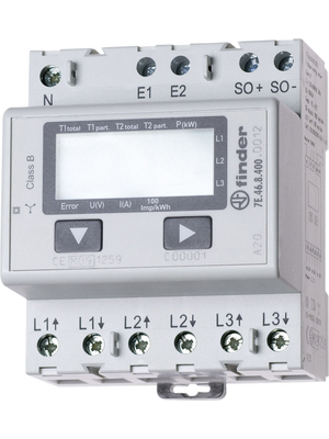 Finder - 7E.46.8.400.0012 - Energy meter 3-phase 230 VAC 10 A, 7E.46.8.400.0012, Finder