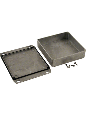 Hammond - 1590WQFL - Metal enclosure, Natural aluminum, 104 x 120 x 34 mm, Die cast aluminium, IP 65, 1590W, 1590WQFL, Hammond