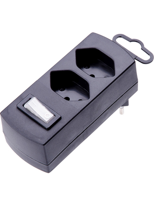 Max Hauri - 108912 - Outlet tap with switch, 2 x Type J (T13), black, 108912, Max Hauri