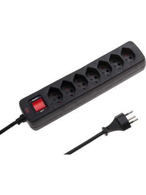 Max Hauri - 115009 - Outlet strip, 1 Switch, 7xJ (T13), 1.5 m, CH/T12, black, 115009, Max Hauri